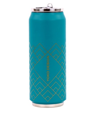 Cutie izoterma cu pai, 500ml, model Art Deco Bleu -YOKO DESIGN